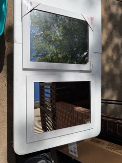 Set of 2 White Framed Wall Mirrors – 14” x 18”