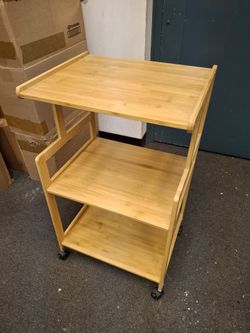 Wood Multifunction Trolley Cart with Casters - Like New ! - 18" Wide