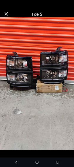 Fits 2014-2015 Chevy Silverado Black/Clear Crystal Corner Headlight Headlamp