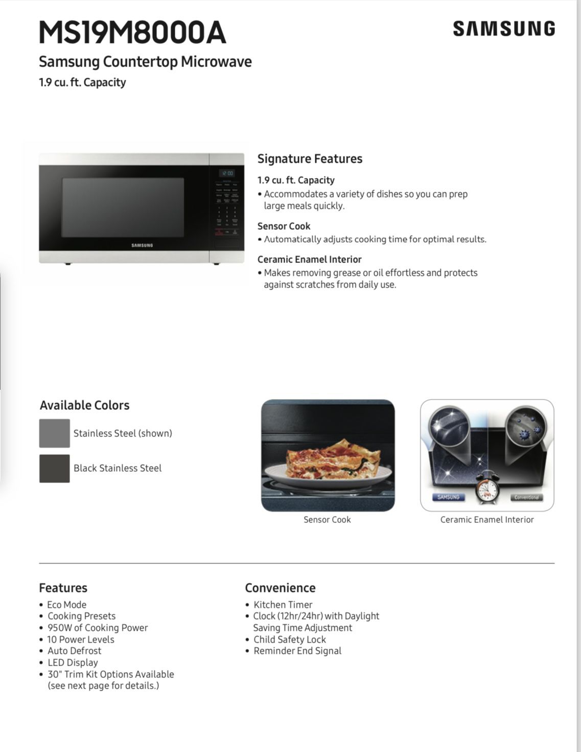 (2 )Samsung Counter top microwave
