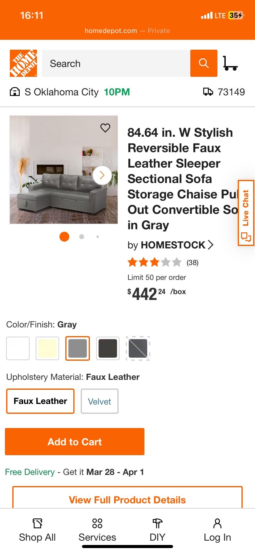 Faux Leather Sofa Bed With Storage