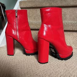 Patent Leather Red Boots
