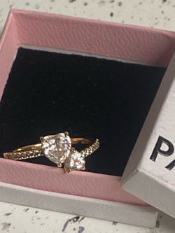Double heart pandora ring