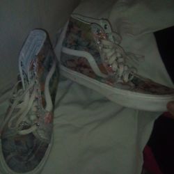 Rose Print High top Vans 9.5