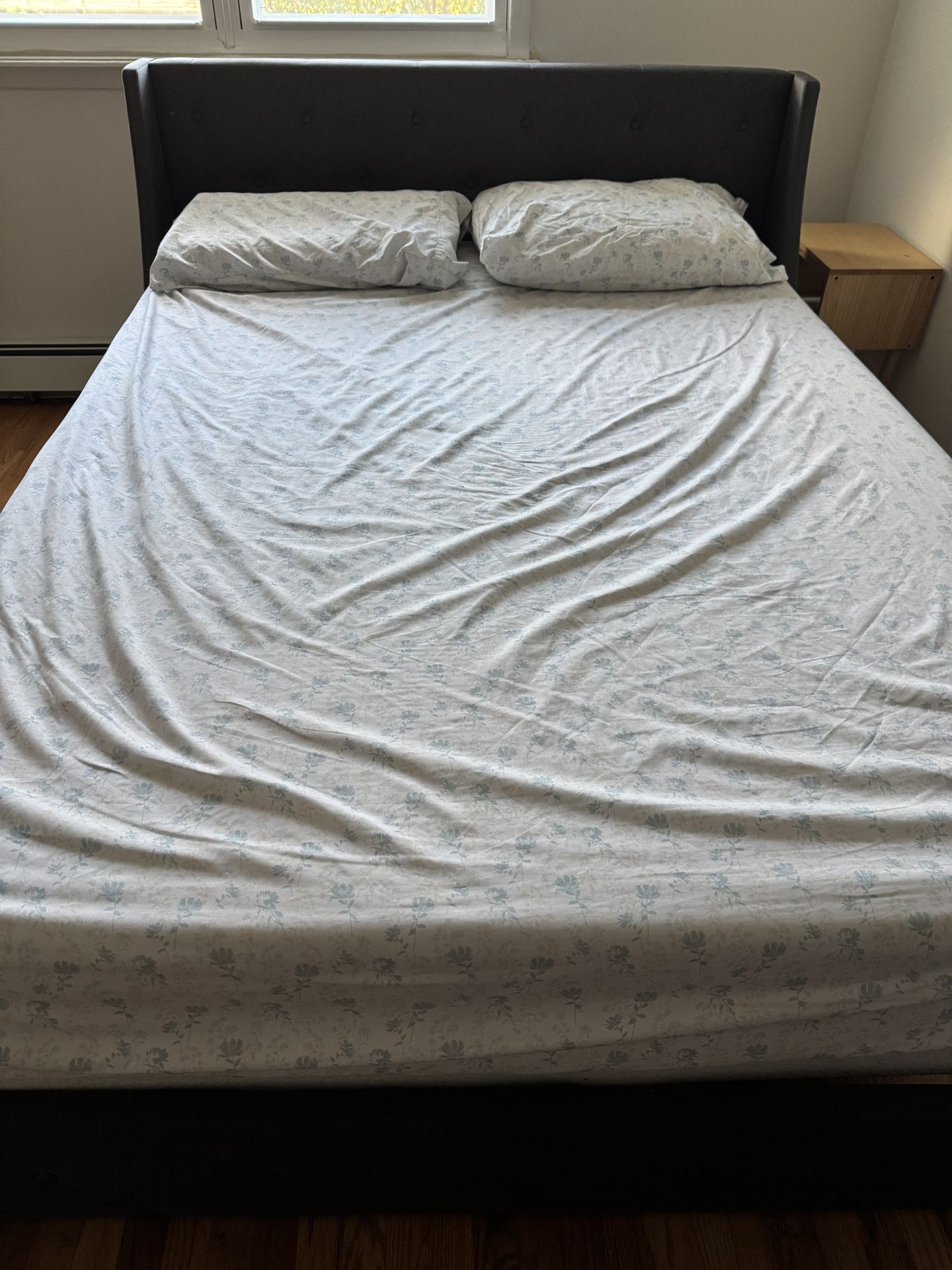 Queen Cot, Mattress and Spring Bed Frame