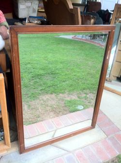 Wooden hanging wall mirror