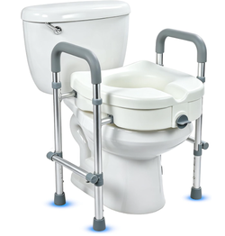 Raised Toilet Seat with Handles for Seniors (300 lbs Support)