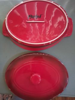 Parini Red Oval Casserole Dish with Lid