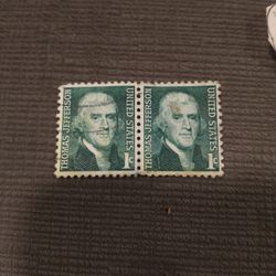 1cent Thomas Jefferson Stamps  5cent Washington Stamp 2cent Jefferson Stamp