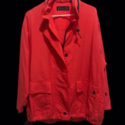Chaus Sport Red Nylon Wind Breaker W/hood Men’s Size Large