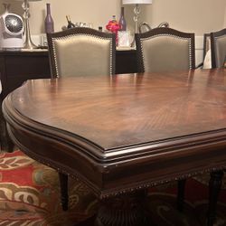 Solid Mahogany Wood Table + 8 Chairs