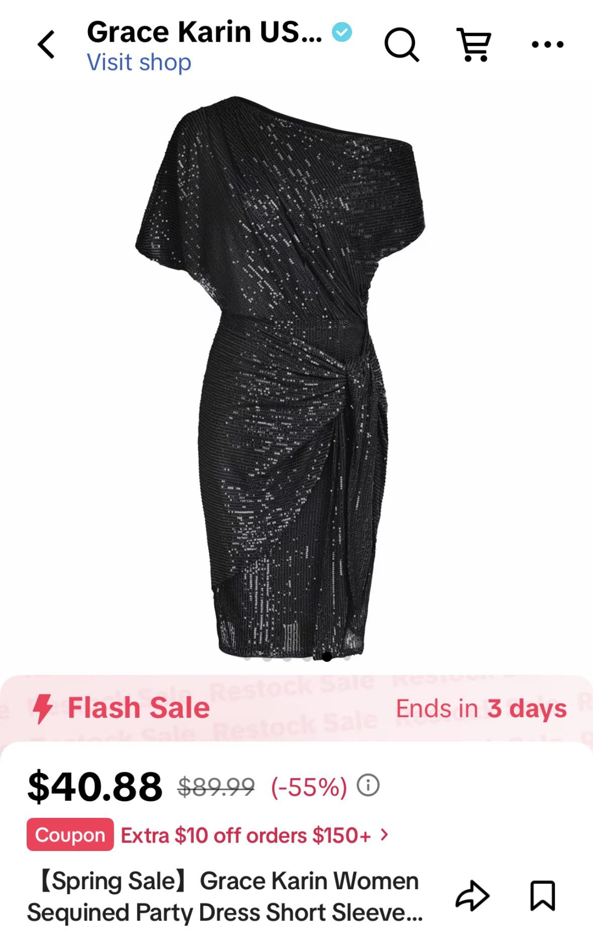 Grace Karin Sequin Wrap Dress