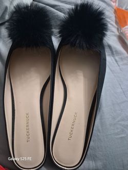 Tuckernuck Black Pom-Pom Mule Flats