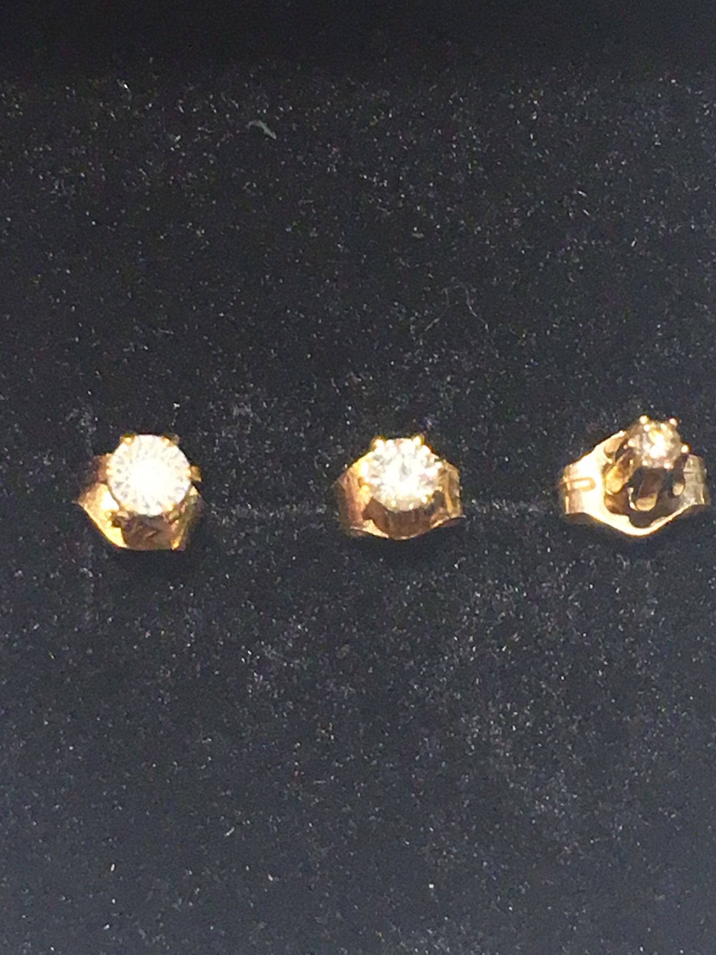 3-Single Diamond Gold Earring studs
