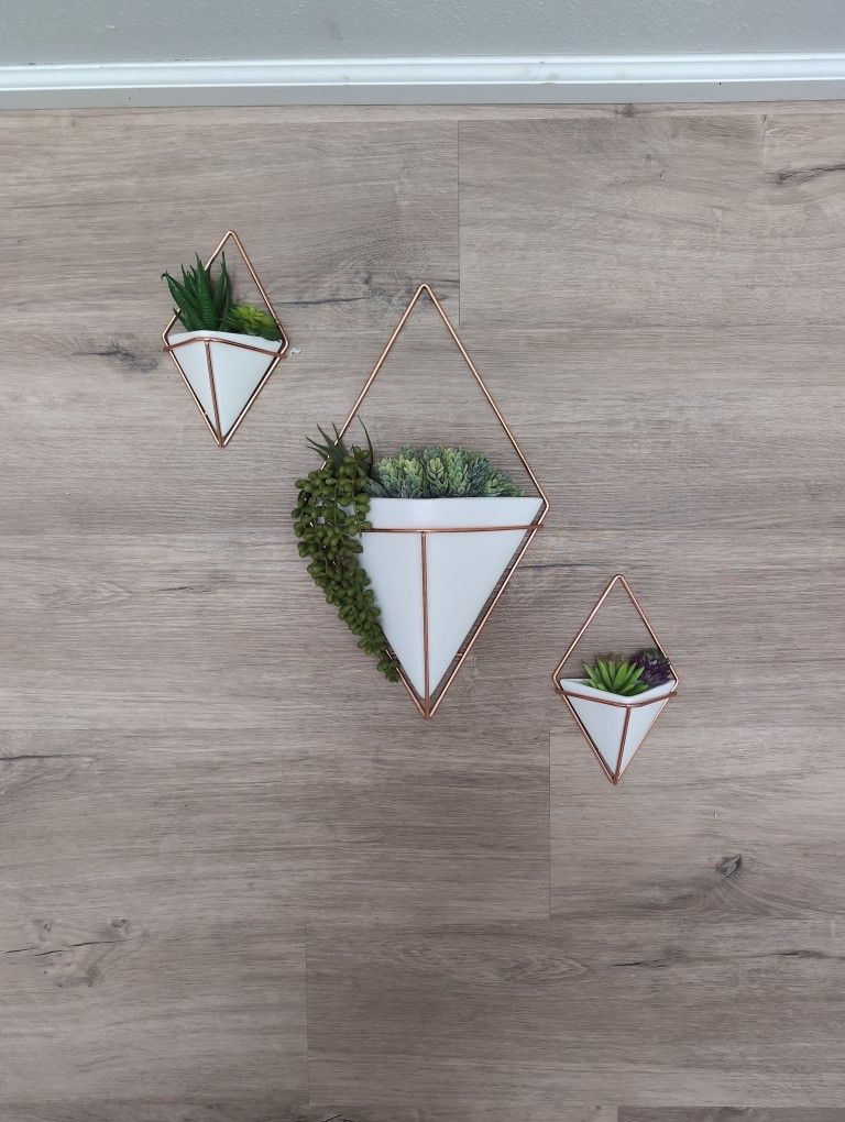 Decorative Wall Vases With Fake Succulents