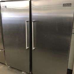 Viking 72” Wide Built In Side By Side Refrigerators In Stainless Steel 