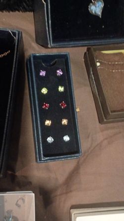 Set 925 Sterling Silver Ear Candy Gemstone