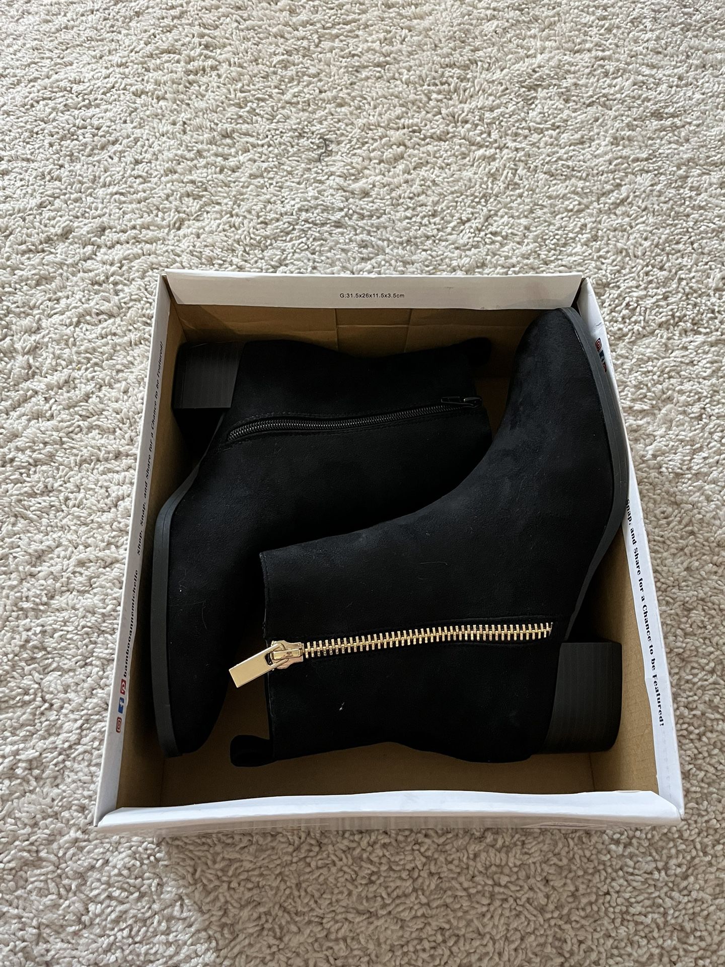 Brand New Women’s Black Booties In Box