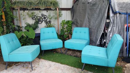 Four indoor outdoor comfortable blue furniture