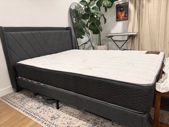 Queen Bed Frame with Organic Cotton Mattress and Topper included