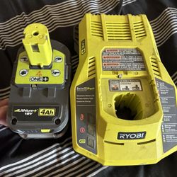ryobi 1+ 18v 4ah battery and battery charger