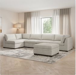 Thomasville Tisdale Modular Sectional 6-piece Taupe with storage Ottoman   $1299.99