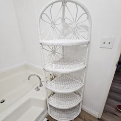 Wicker Etagere and Mirror