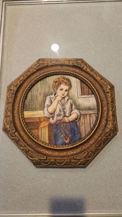 Vintage Artini Sculptured Engravings - Matching Boy & Girl Framed Pair