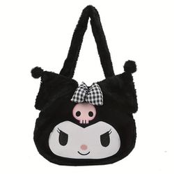 Kawaii Sanrio Plush Kuromi Women Tote Handbags Shoulder Bags Fashion Female Messenger Bags Purses Birthday Gifts