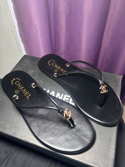 Black Leather Thong Sandals