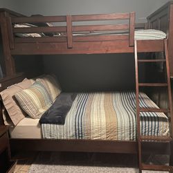 Land Of Nod Twin/Full Bunk Bed Set with nightstand and dresser