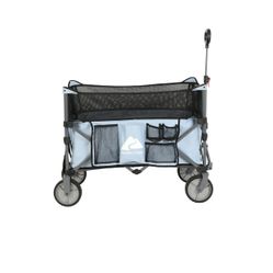Ozark Trail Adult Height Adjustable Quad Fold Camping Cart Wagon, Blue