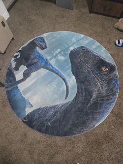 Round dinosaur rug