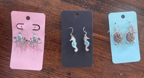 Ocean sea sterling silver earrings set