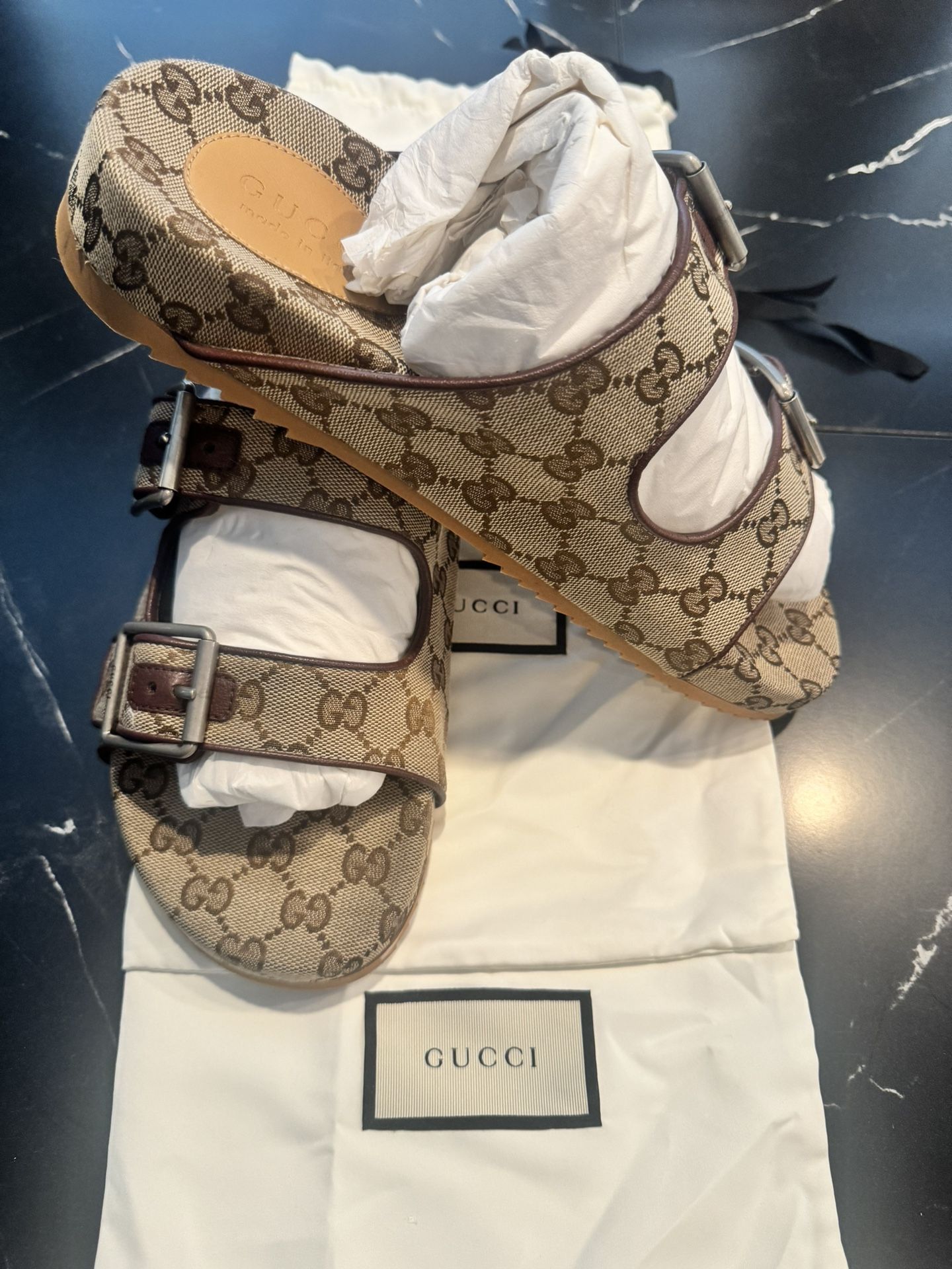 Gucci Slide Sandal With Straps Men Size 9 US