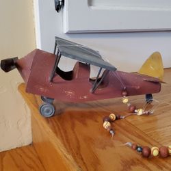 Vintage Handcrafted  Hanging Metal Tin Airplane Model