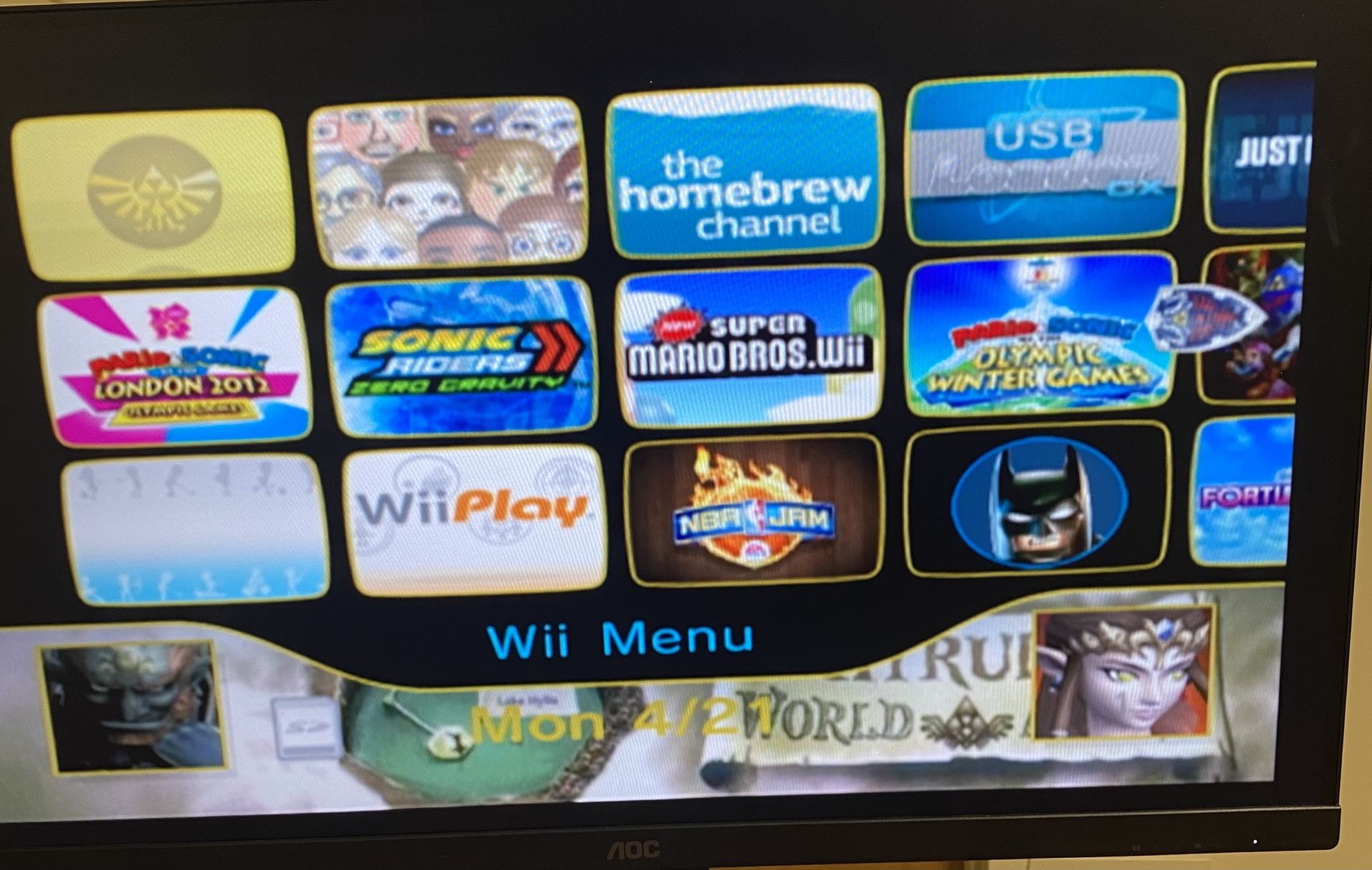 Nintendo Wii- Zelda Theme Menu