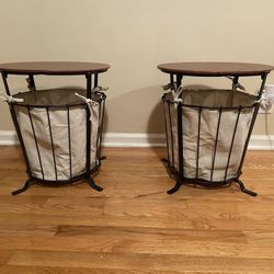 Pair of brand new iKEA decorative storage end tables with 