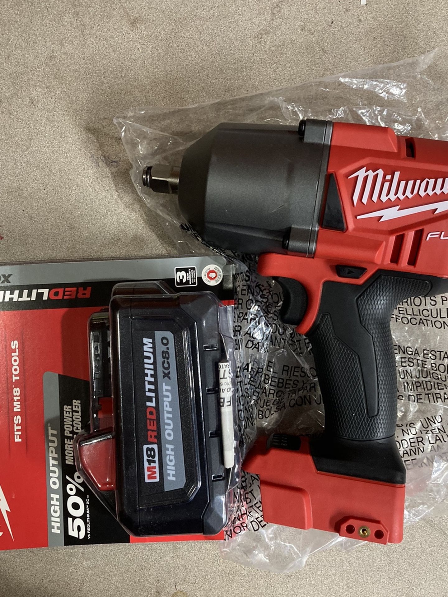 Milwaukee M18 Fuel 1/2” Wrench 1400ft Lbs, And 8.0 Battery.