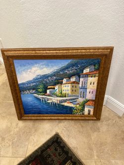 Hand painted art piece framed