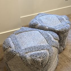 Chunky Knit Poufs – Set of 2 (Gray)