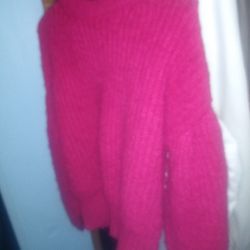 Pink Sweater With Puff Sleeves