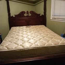 Queen Size 4-poster  Bedframe ($950)  and Xtra Firm Mattress