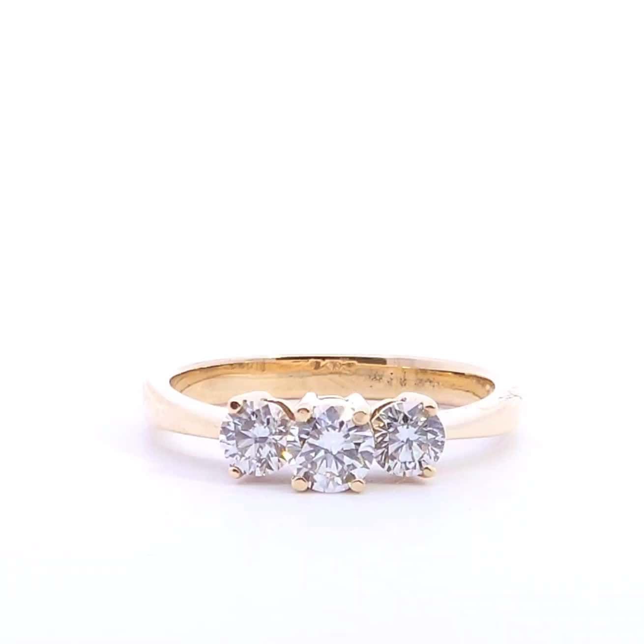 Natural 3-Stone Diamond Rings