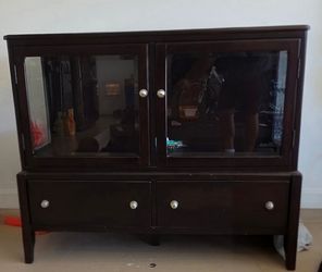 Dark Espresso Wood Display Cabinet