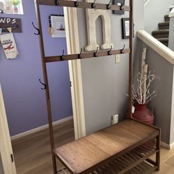 Hall Coat Tree With Bench