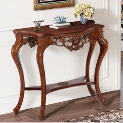 NEW Antique Style Console Table, 38” Victorian Half Moon Table