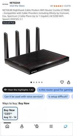 NETGEAR Nighthawk C7800 Cable Modem WiFi Router Combo