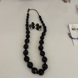 Set,  glass beads on Neclace and clip set ear rings