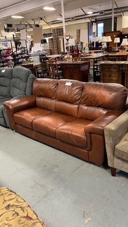 (In store) brown leather couch sofa